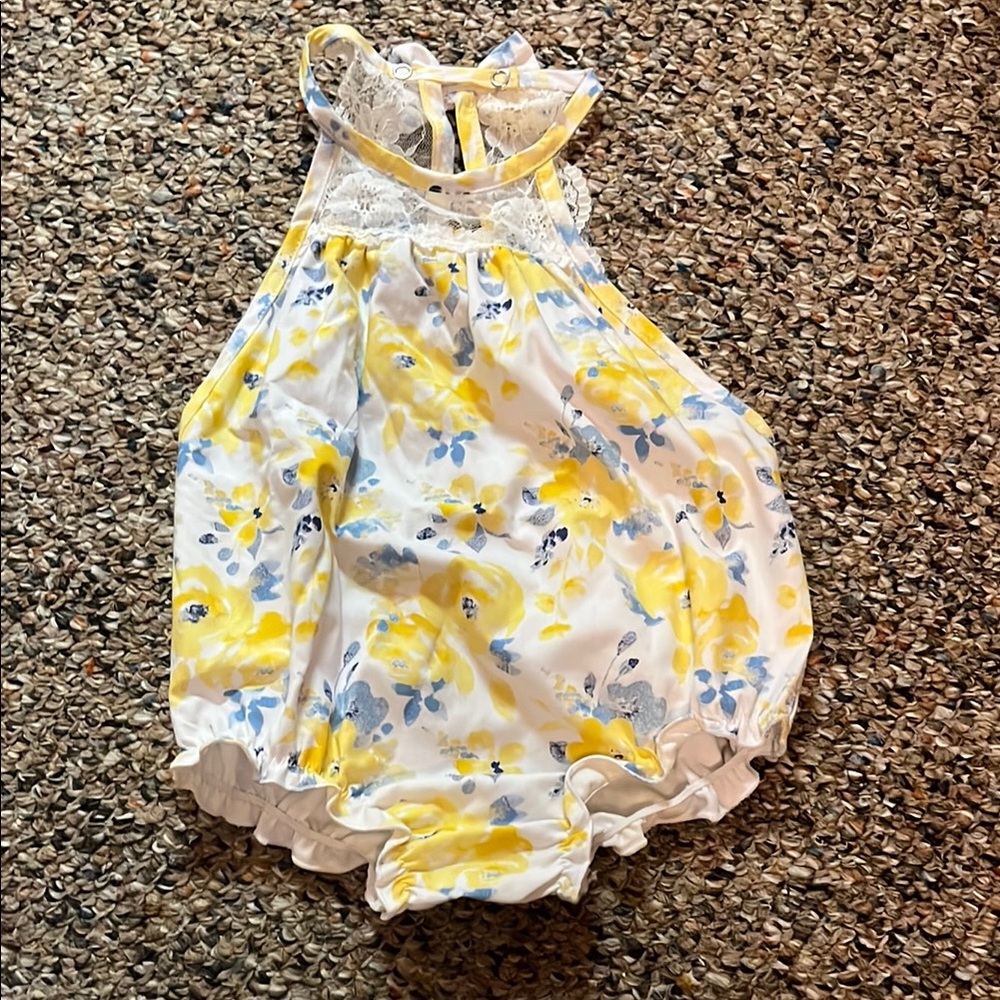 Baby Starters Yellow and Blue Floral Jumpsuit